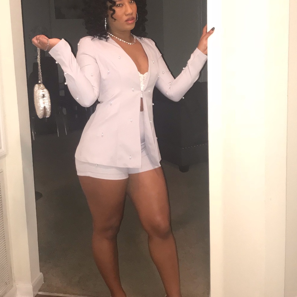Light grey and pearl two piece